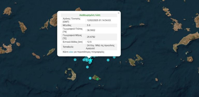 Νέος σεισμός 5 Ρίχτερ στις Κυκλάδες – Αισθητός στην Αττική