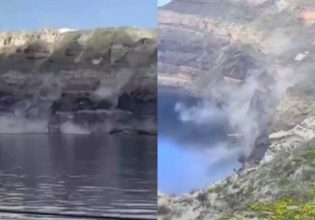 Σαντορίνη: Σείεται η γη – Κατολισθήσεις στην καλντέρα – Προστατευτικά πλέγματα σε επικίνδυνα σημεία