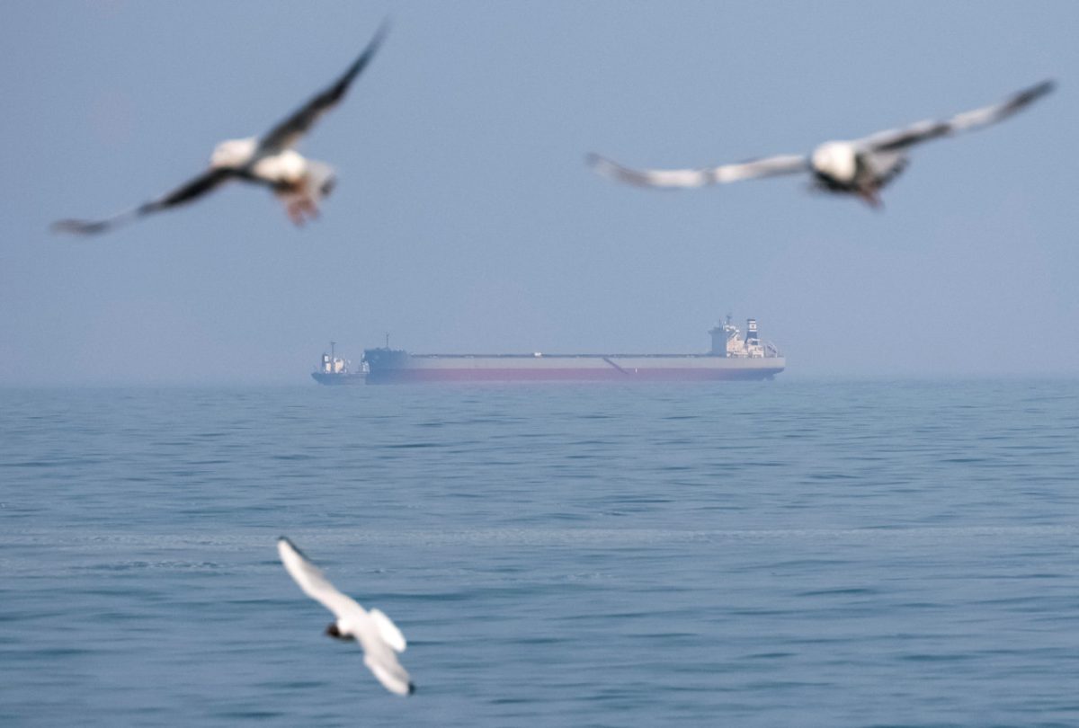 Φορτηγό πλοίο κοντά σε λιμάνι στη Μαύρη Θάλασσα στην Οδησσό. 