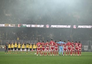 ΑΕΚ – Ολυμπιακός: Σιγή 57 δευτερολέπτων στη μνήμη των θυμάτων των Τεμπών