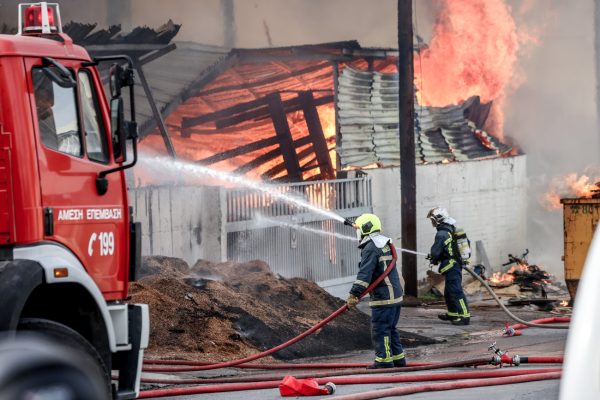 Κρήτη: Μεγάλη φωτιά σε εργοστάσιο ξυλείας στο Ηράκλειο – Μήνυμα από το 112 για τους καπνούς