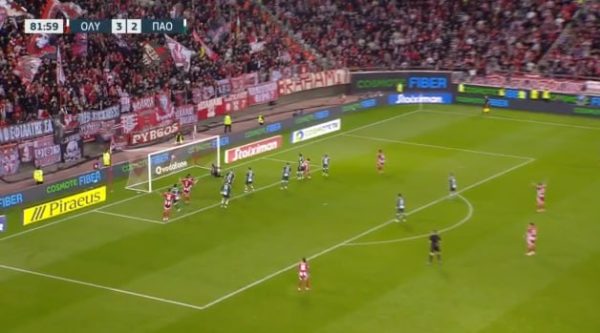 Τέταρτο γκολ για τον Ολυμπιακό στο ντέρμπι – Ο Κωστούλας κάνει το 4-2 για τους «ερυθρόλευκους» (vids)