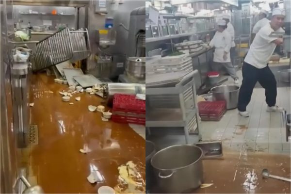 Πλάνα από το εσωτερικό κρουαζιερόπλοιου που παλεύει με τα κύματα [Βίντεο]