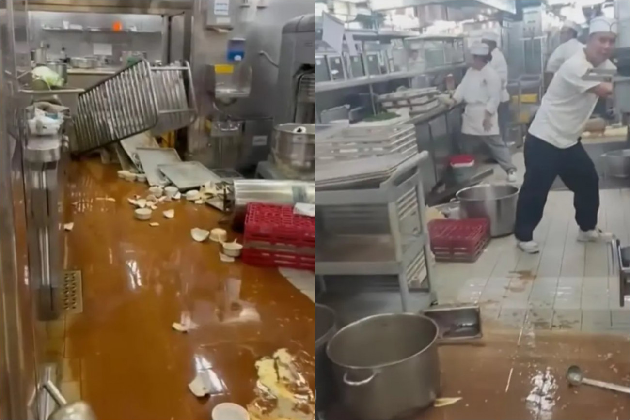 Πλάνα από το εσωτερικό κρουαζιερόπλοιου που παλεύει με τα κύματα [Βίντεο]