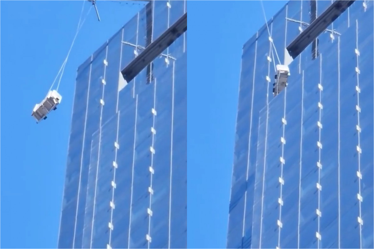 Νέα Υόρκη: Η τρομακτική στιγμή που υπάλληλοι καθαρισμού ουρανοξύστη κρέμονται στον αέρα