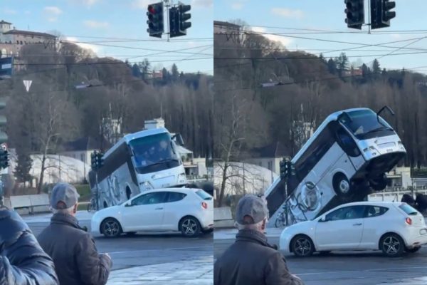 Η στιγμή που λεωφορείο πέφτει στον ποταμό Πάδο της Ιταλίας – Νεκρός ο οδηγός