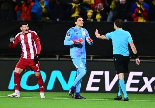 Έντονες διαμαρτυρίες των παικτών του Ολυμπιακού για φάουλ στο γκολ της Μπόντο Γκλιμτ (vid)