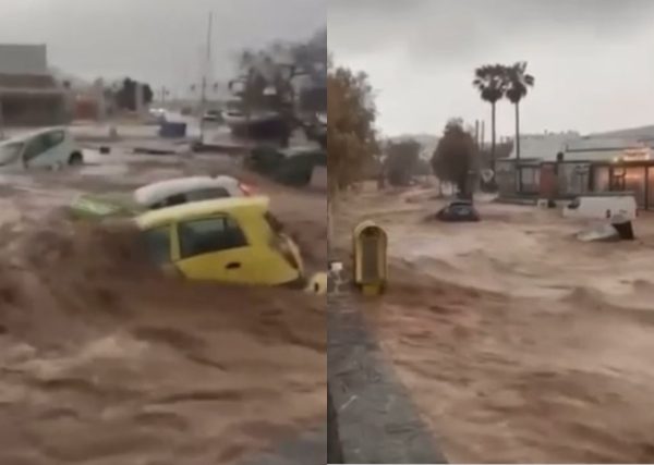 Κακοκαιρία: Ποτάμια οι δρόμοι στην Πάρο, παρασύρθηκαν οχήματα – Προβλήματα και στη Σύρο