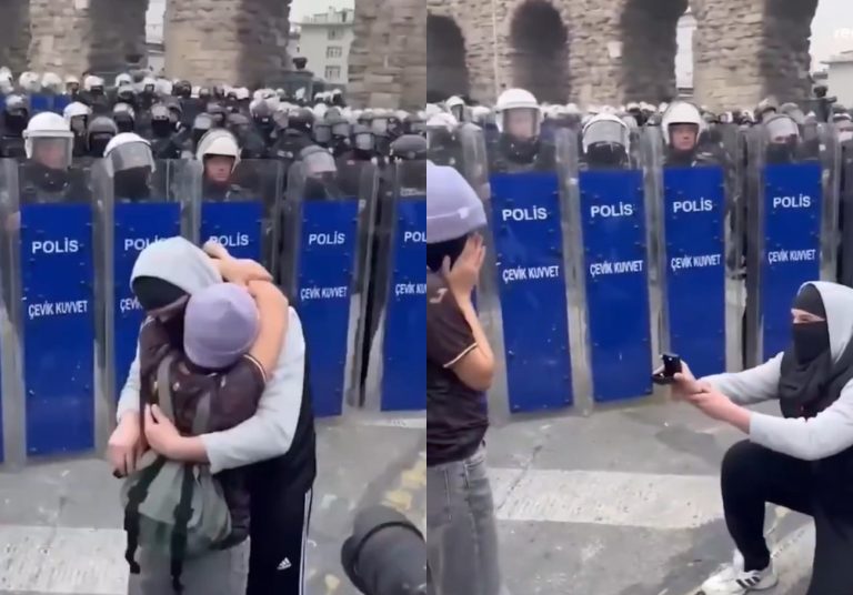 Κωνσταντινούπολη: Διαδηλωτής έκανε πρόταση γάμου στην αγαπημένη του μπροστά στα ΜΑΤ