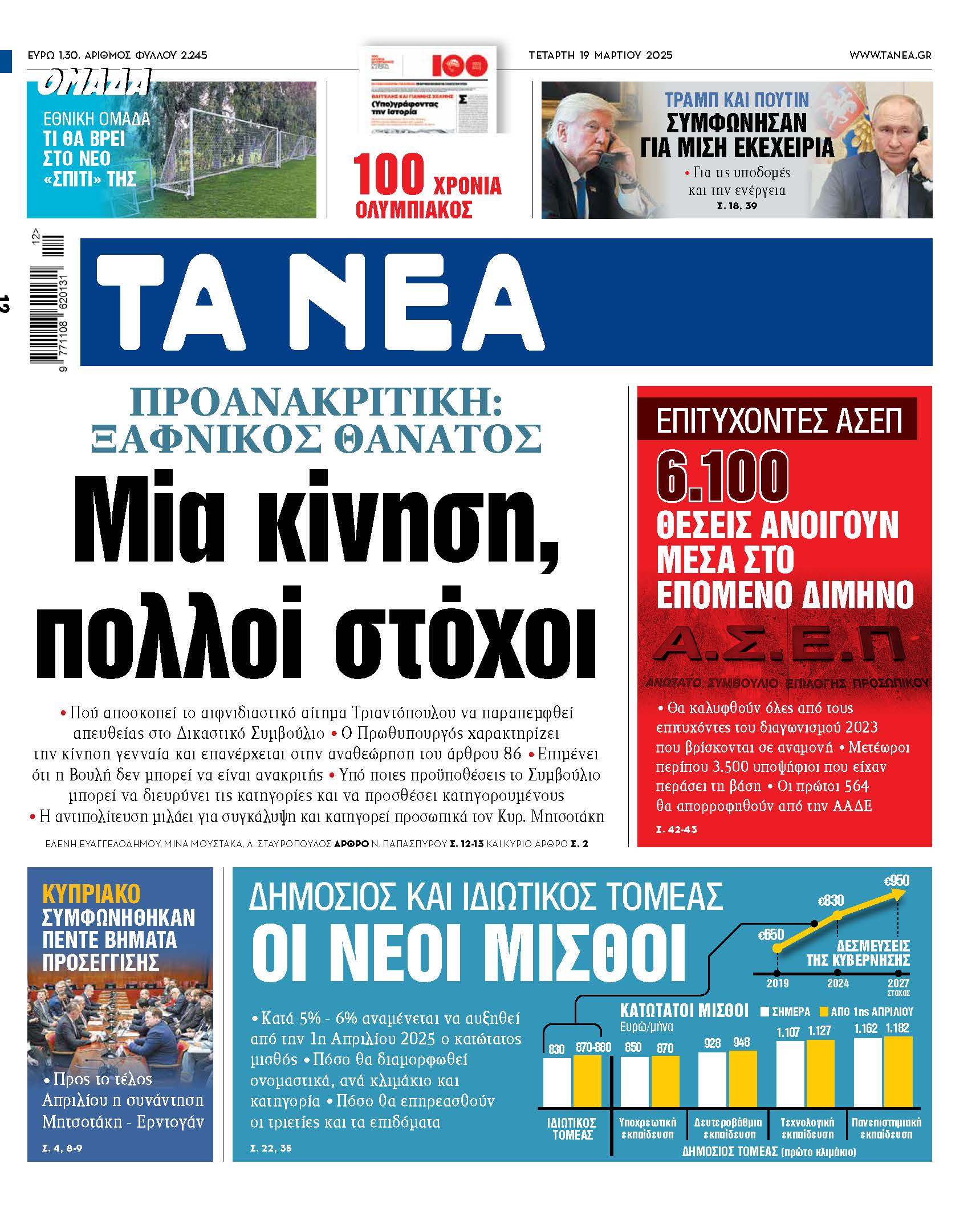 Στα «ΝΕΑ» της Τετάρτης: Μία κίνηση, πολλοί στόχοι