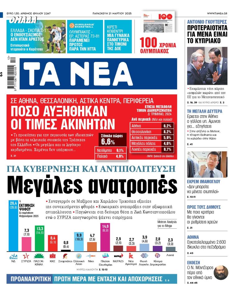 Στα «ΝΕΑ» της Παρασκευής: Μεγάλες ανατροπές