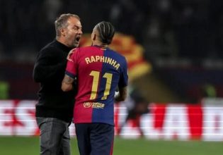 Έξαλλος με συμπαίκτες και διαιτητή ο Ραφίνια – Τον «κάλυψε» ο Φλικ (vid)