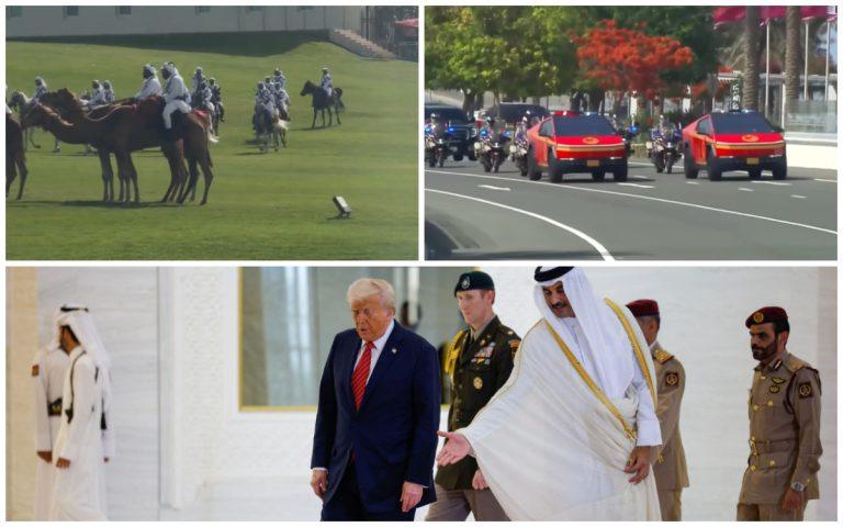 Οι καμήλες, τα Cybertruck και η «πριγκιπική» υποδοχή Τραμπ από τους Καταριανούς [video]