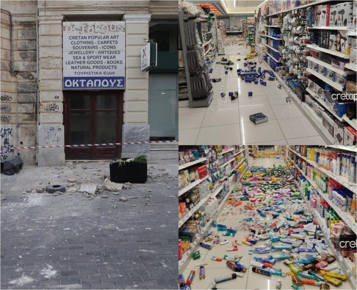 Σεισμός στην Κρήτη: Βίντεο από τη στιγμή της δόνησης – Κατολισθήσεις και πτώση τμημάτων κτιρίου στο Ηράκλειο