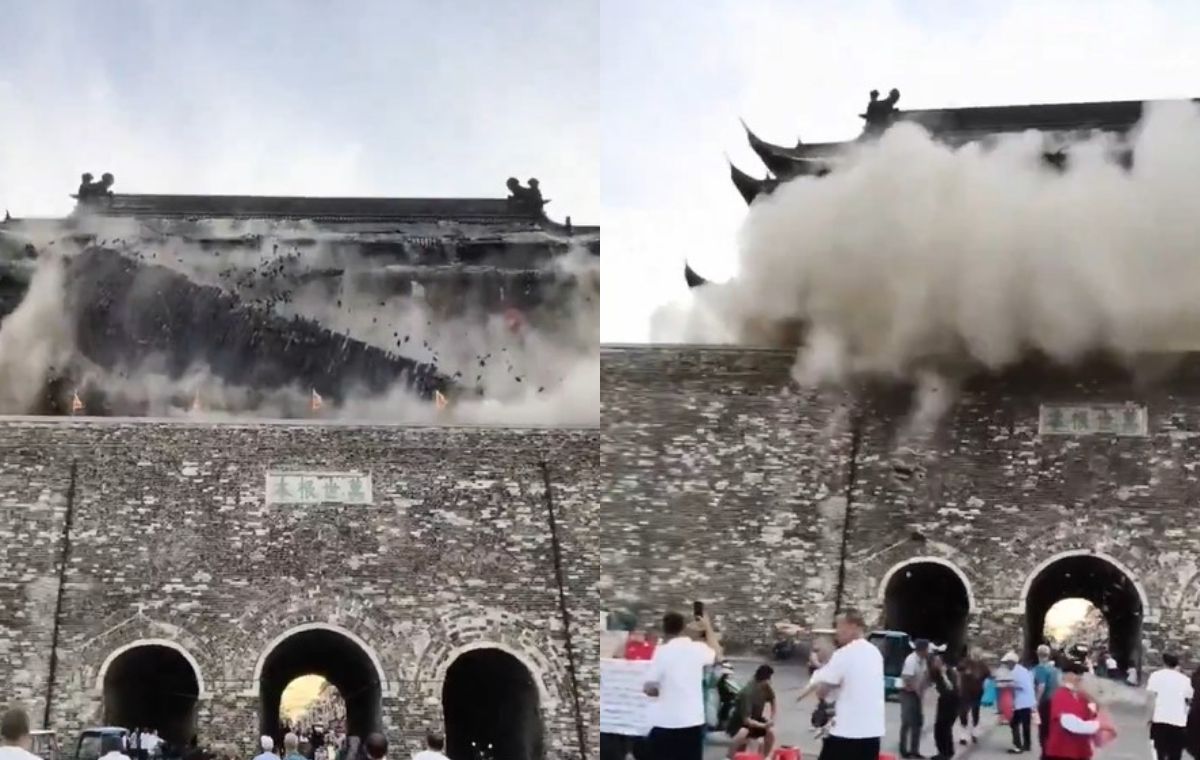 Κίνα: Τμήμα ιστορικού ναού 600 ετών κατέρρευσε σε δευτερόλεπτα