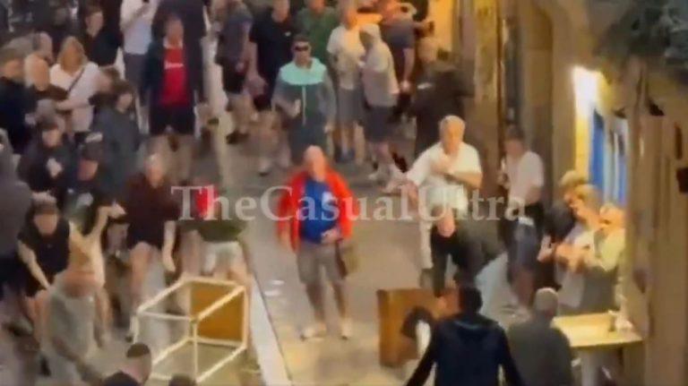 Άρχισαν τα… όργανα στο Μπιλμπάο: Άγριο ξύλο μεταξύ οπαδών της Τότεναμ και της Μάντσεστερ Γιουνάιτεντ (vid)