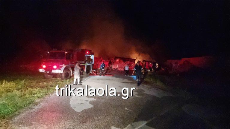Καταστράφηκε ολοσχερώς από φωτιά επιχείρηση στα Τρίκαλα – Δείτε βίντεο