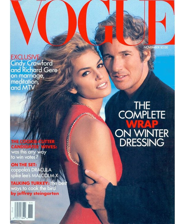 O Richard Gere εμφανίστηκε μαζί με την τότε σύζυγό του Cindy Crawford στο εξώφυλλο της Vogue / Photo: Vogue