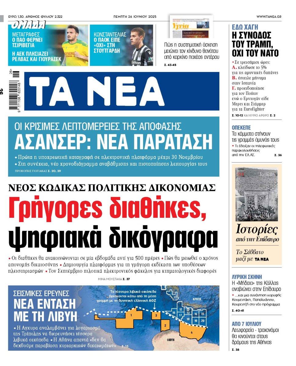 Στα «ΝΕΑ» της Πέμπτης: Γρήγορες διαθήκες, ψηφιακά δικόγραφα