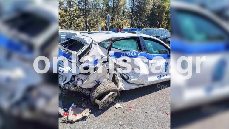 Λάρισα: Αγροτικό όχημα έπεσε πάνω σε περιπολικό τραυματίζοντας δύο αστυνομικούς