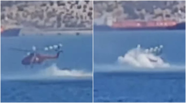 Ελευσίνα: Βίντεο – ντοκουμέντο από την αναγκαστική προσθαλάσσωση του ελικοπτέρου