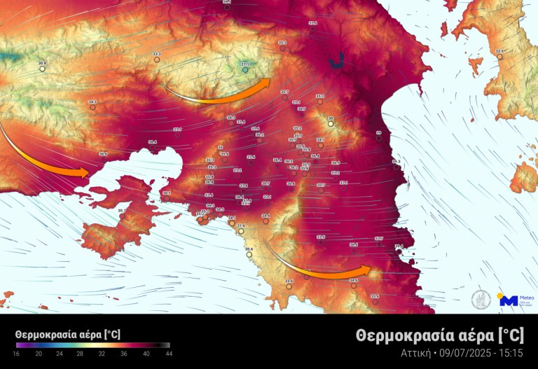 Καύσωνας: Xάρτης με τις θερμοκρασίες στην Αττική