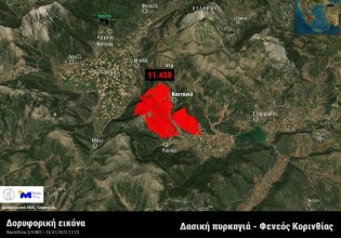 Φωτιά στον Φενεό: Δορυφορική εικόνα αποτυπώνει το μέγεθος της καταστροφής