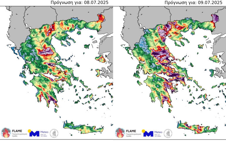Καιρός: Ακραίος πυρομετεωρολογικός κίνδυνος έως την Τετάρτη – Θερμοκρασίες στους 40-42 βαθμούς Κελσίου