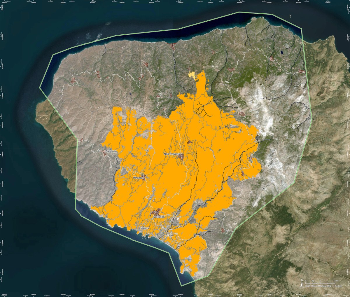 Σχεδόν 70.000 στρέμματα έγιναν στάχτη στη Χίο – Σοκ και δέος από τις δορυφορικές εικόνες της καταστροφής