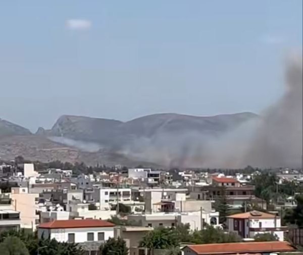 Φωτιά στα Μέγαρα – Σηκώθηκαν εναέρια μέσα