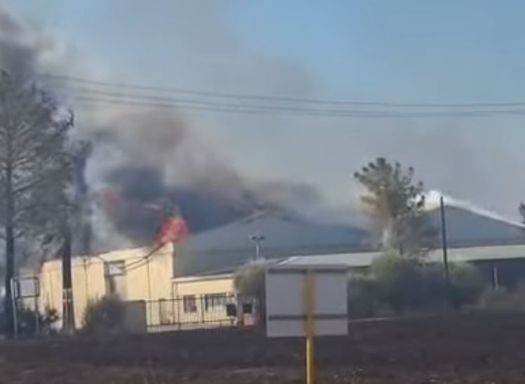 Αχαΐα: Εργοστάσιο τυλίχθηκε στις φλόγες λόγω της φωτιάς [Βίντεο]