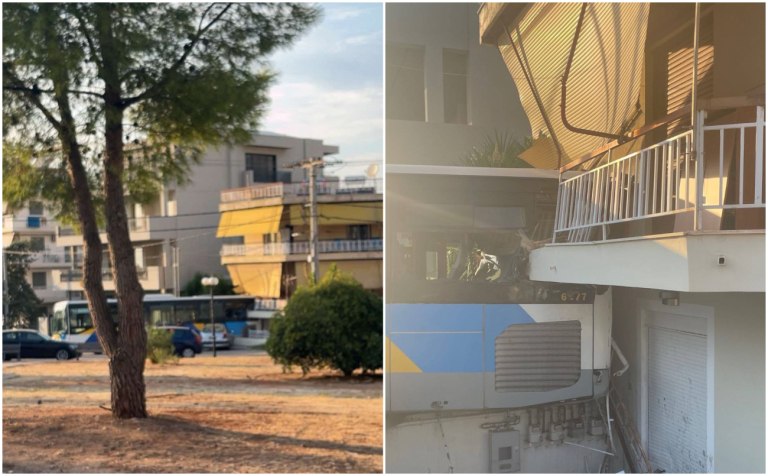 Πρόσκρουση λεωφορείου σε κατοικία στην περιοχή του Παπάγου