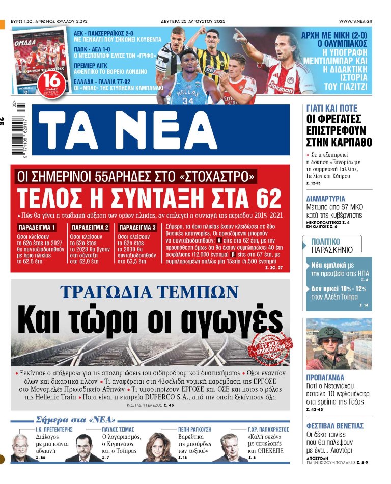 Στα «ΝΕΑ» της Δευτέρας: Και τώρα οι αγωγές