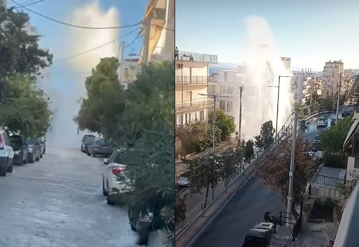 Κερατσίνι: Έσπασε κεντρικός αγωγός της ΕΥΔΑΠ – Στο ύψος πολυκατοικίας ο πίδακας νερού