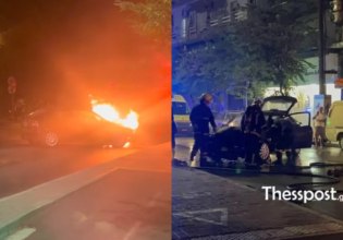 Θεσσαλονίκη: Αυτοκίνητο έπεσε σε βιτρίνα καταστήματος και πήρε φωτιά – Τραυματίας ο οδηγός