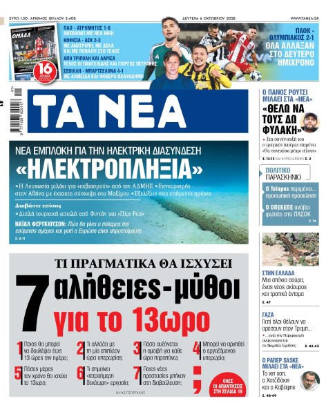 Στα «ΝΕΑ» της Δευτέρας: 7 αλήθειες-μύθοι για το 13ωρο