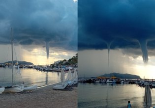 Εντυπωσιακός διπλός υδροστρόβιλος σχηματίστηκε στον Αργοσαρωνικό