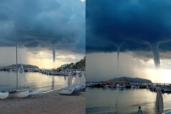 Εντυπωσιακός διπλός υδροστρόβιλος σχηματίστηκε στον Αργοσαρωνικό