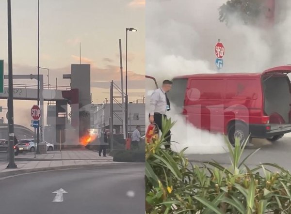 Φωτιά σε όχημα στον παράδρομο της λεωφόρου Κηφισού δίπλα στο εμπορικό κέντρο στο Αιγάλεω