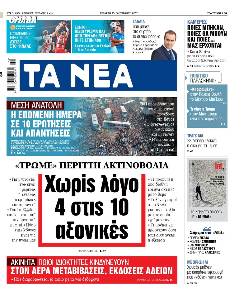 Στα «ΝΕΑ» της Τετάρτης: Χωρίς λόγο 4 στις 10 αξονικές