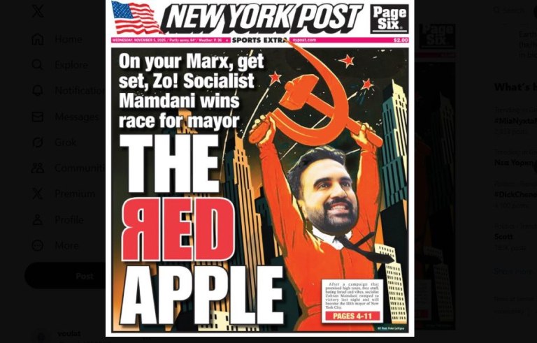 H New York Post υποδέχεται τον Μαμντάνι με Μαρξ και σφυροδρέπανο