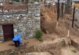 H Θάσος στο έλεος της κακοκαιρίας Adel: Ποτάμια λάσπης οι δρόμοι, παρασύρθηκαν αυτοκίνητα