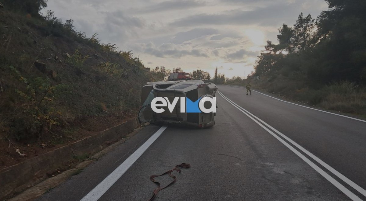 Εύβοια: Τροχαίο με έναν τραυματία – ΙΧ τούμπαρε στη μέση του δρόμου