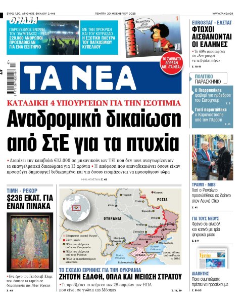Στα «ΝΕΑ» της Πέμπτης: Αναδρομική δικαίωση από ΣτΕ για τα πτυχία