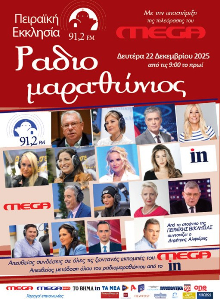 Ο Μεγάλος Ραδιομαραθώνιος κατά της φτώχειας από την Πειραϊκή Εκκλησία – Δείτε live