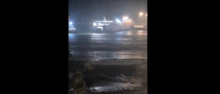 Σάρωσε τη Ρόδο η κακοκαιρία – Η θάλασσα βγήκε στο λιμάνι, πλοίο έδωσε μάχη με τα κύματα