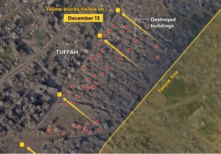 Το Ισραήλ μετακίνησε την Κίτρινη Γραμμή εκατοντάδες μέτρα μέσα στη Γάζα σύμφωνα με δορυφόρους