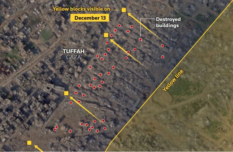 Το Ισραήλ μετακίνησε την Κίτρινη Γραμμή εκατοντάδες μέτρα μέσα στη Γάζα σύμφωνα με δορυφόρους