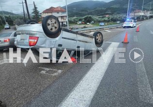 Ηλεία: Τρόμος για οδηγό – Ανεμοστρόβιλος αναποδογύρισε αυτοκίνητο εν κινήσει