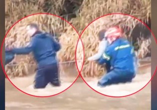 Κακοκαιρία: Δραματική διάσωση δύο εγκλωβισμένων σε ΙΧ που παρασύρθηκε από ρέμα στα Σπάτα